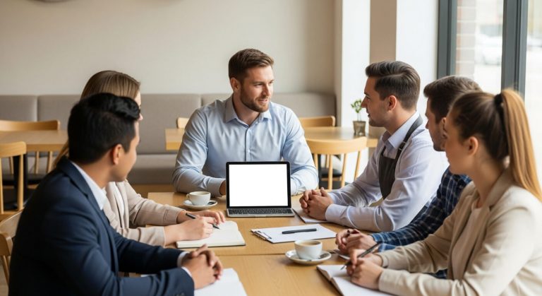 Automatyzacja kawiarni omawiana podczas spotkania zespołu